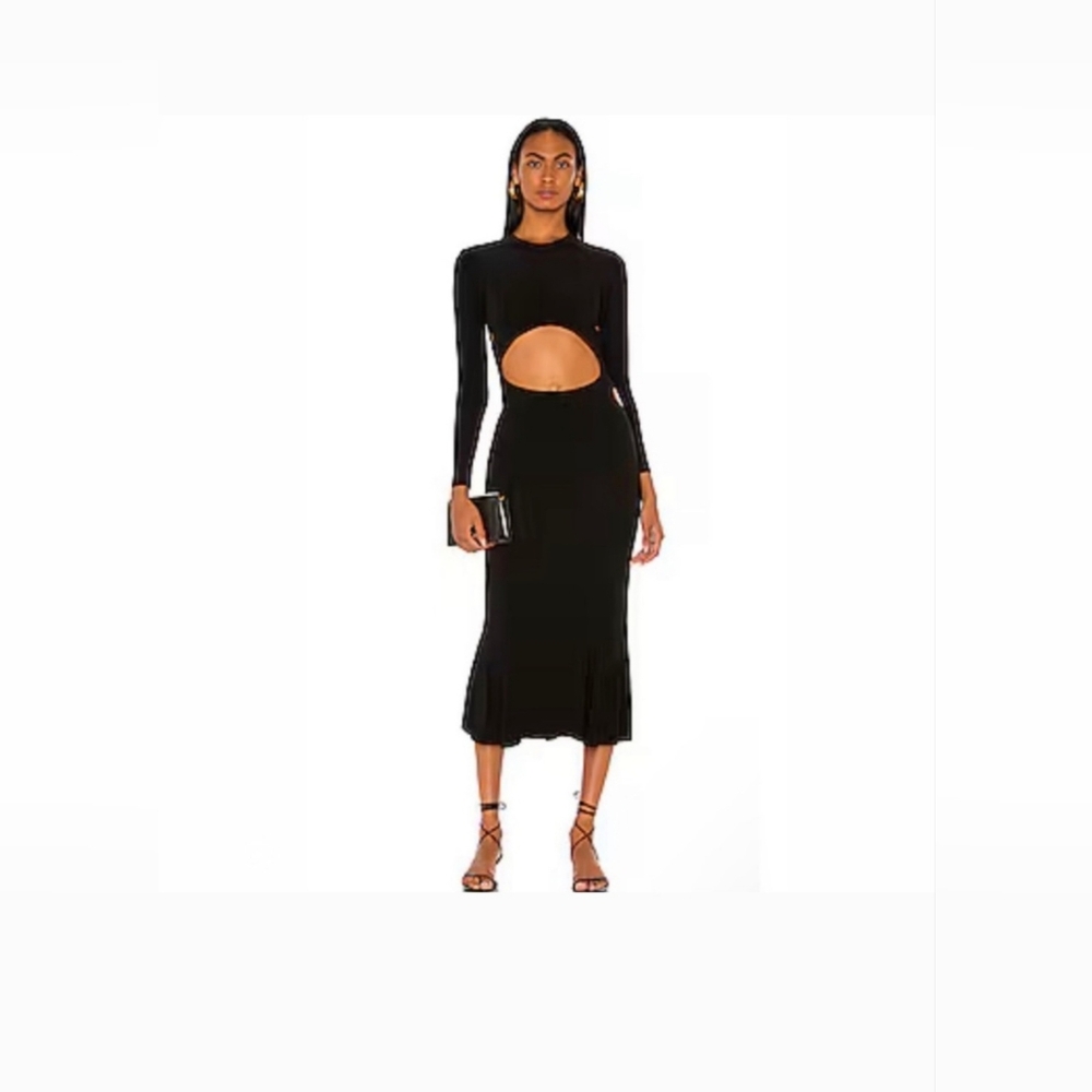 Norma Kamali Black Midi Dress with Cutouts XS